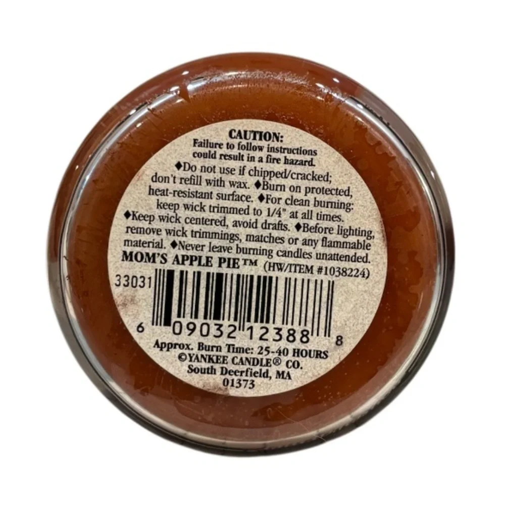 RARE Vintage Yankee Candle Moms Apple Pie 3.7oz Small Jar Retired Black Band HTF